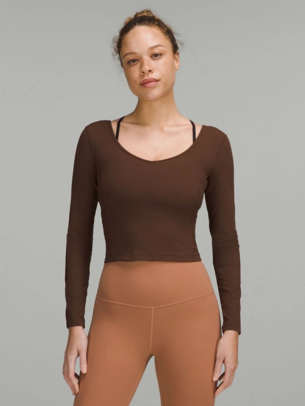 Lululemon Align V‑Neck Long Sleeve Crop Top Java Size 4